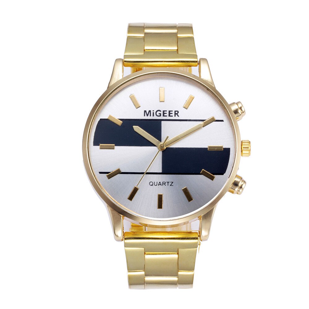 Man Stainless Steel Analog Alloy Quartz Wrist Watch