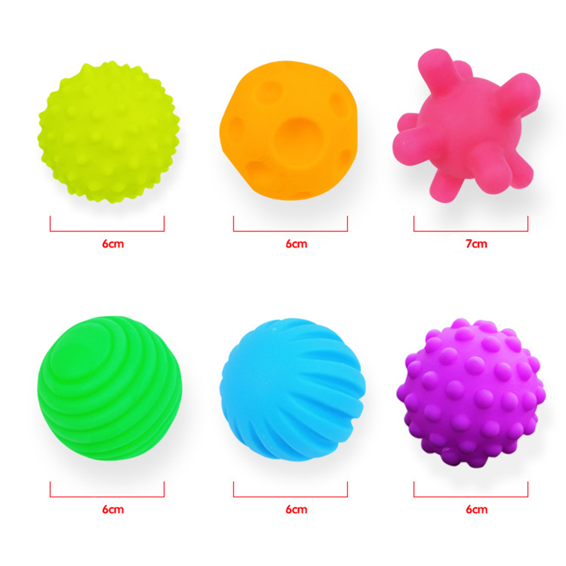 6 stk gummi struktureret multi taktile sanser berørings legetøj børn bold hånd sensorisk baby legetøj baby træning massage bløde bolde: 6 stk  tj059