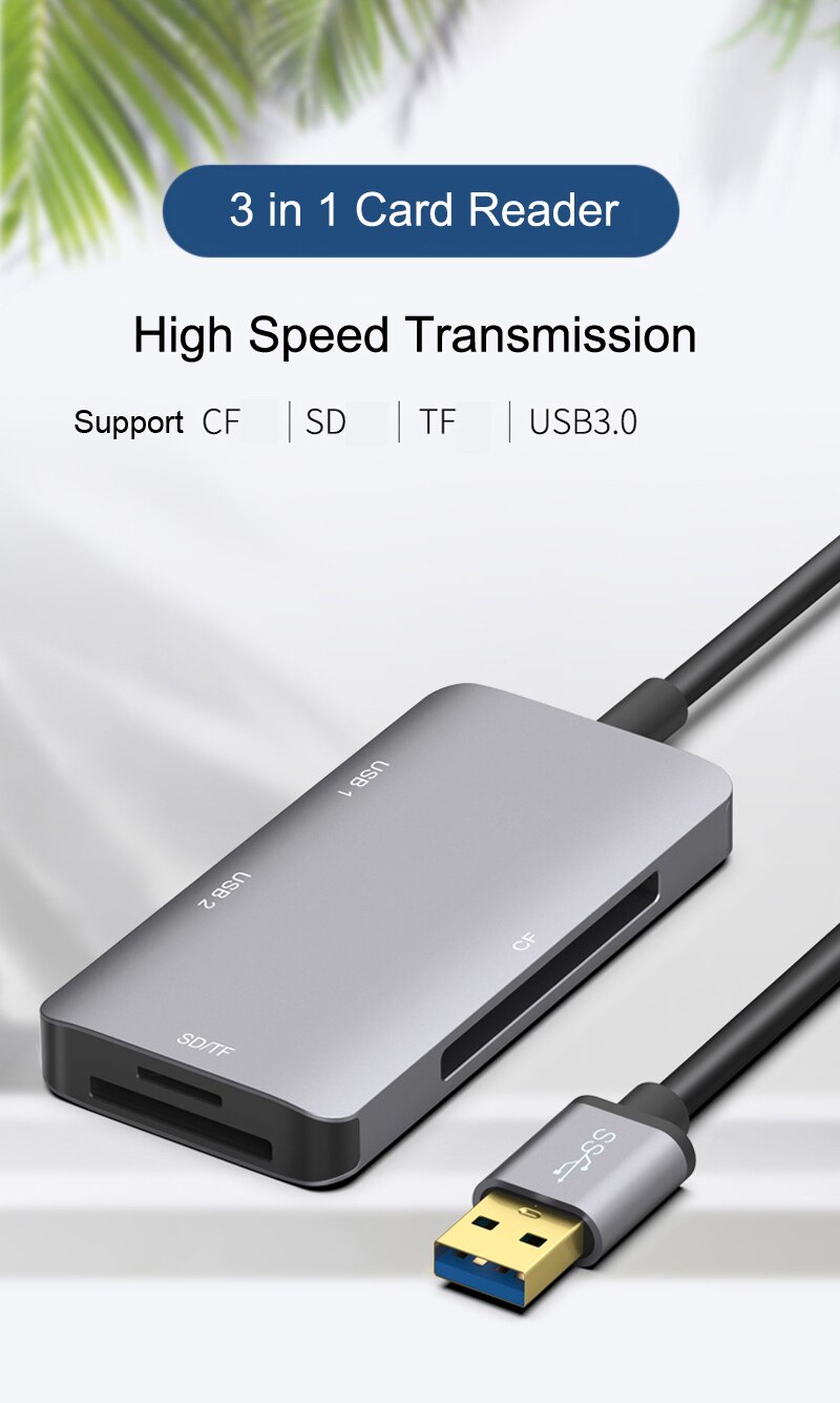 USB 3,0 SD SDHC CF Compact Flash TF MicroSD lector de tarjetas USB 3,0 U Flash Disk Drive Mouse OTG para Macbook Laptop Notebook PC 5 en 1