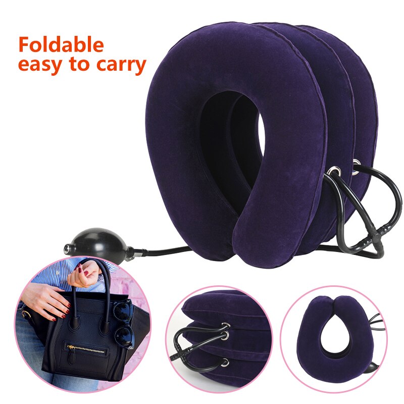 Collier Cervical gonflable à l&#39;air, Support de Traction du cou, oreiller de Massage, soulagement de la douleur, relaxation, soins de santé, civière de tête à traction cervicale la maison
