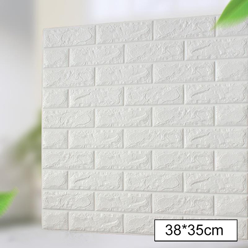 Självhäftande 3d väggdekal imitation tegel marmor präglad diy heminredning tapet barnrum kök sovrum: Vit