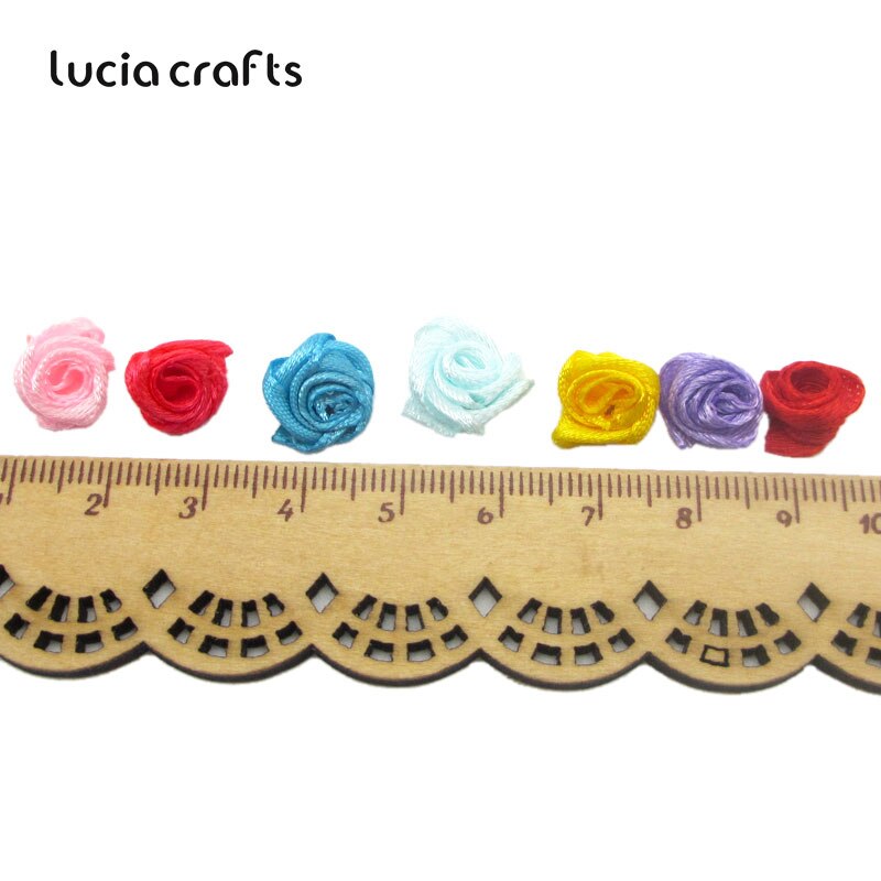 Lucia rzemieślnictwo 50-144 sztuk/worek 10mm satynowa kwiat głowy dziewczyny robić kokardki robić włosów nakrycia głowy robić ubrania DIY rękodzieło B0103