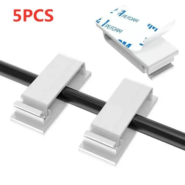 Zelfklevende draadorganizer Kabelhouder Snoerbeheer Harnas Klemclip voor thuis PC Voeding USB-kabel Bedrading Desktop Cord Manager: Black