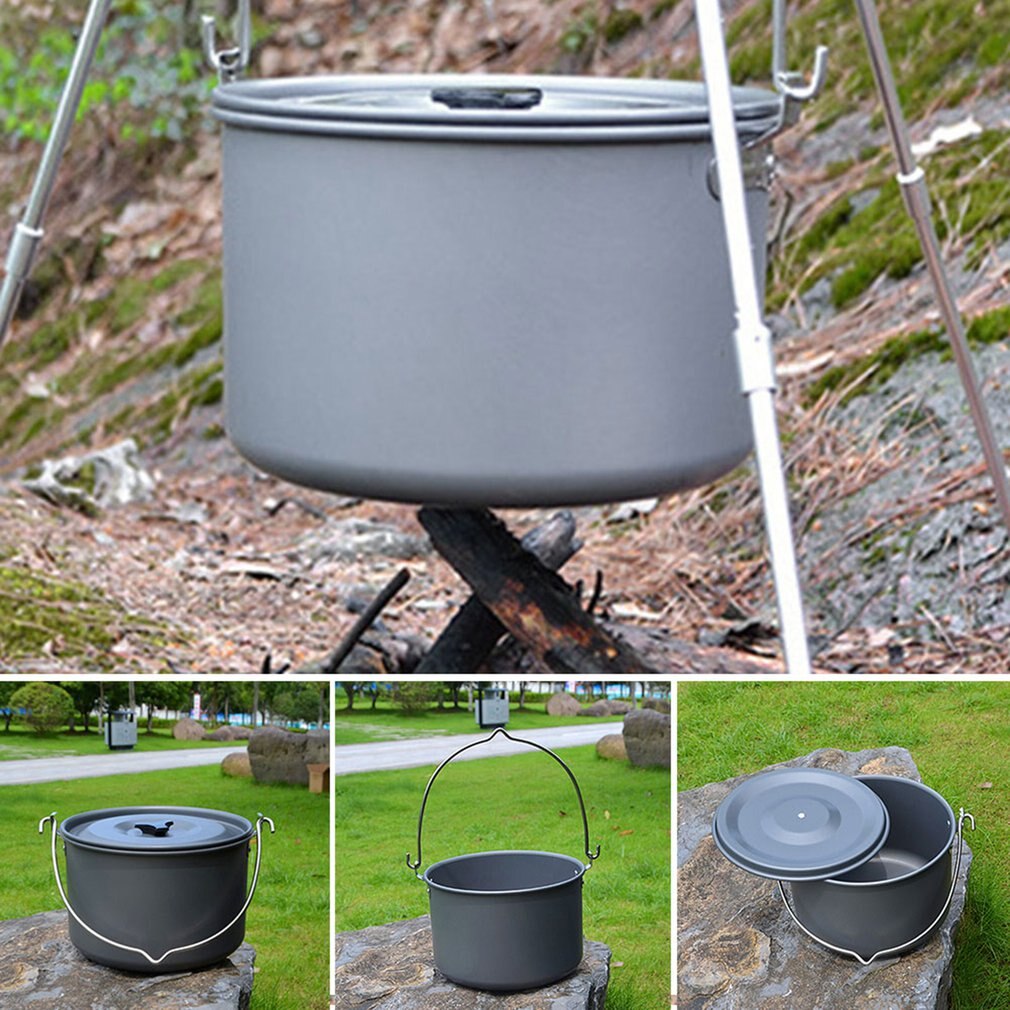 Pícnic al aire libre colgante grande olla 6-8 personas Camping Super olla grande e individual ligero calentamiento rápido olla