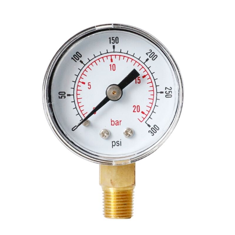 Manomètre à 40mm faces 1/8 " bspt montage inférieur 15,30,60.100,160 200, 300 psi & bar pour air gaz eau carburant liquide: 300 psi