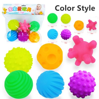 6pcs/set Baby Toy Ball Set Develop Baby's Tactile Senses Toy Touch Hand Ball Toys Baby Training Ball Massage Soft Ball: Color Style