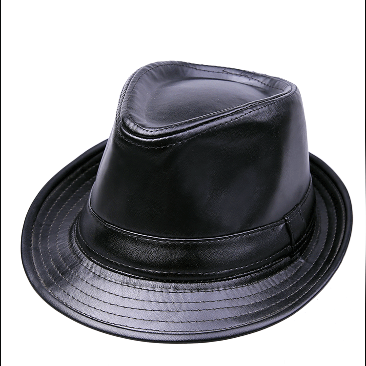 Leather Fedora Hat Retro Jazz Hat Cowboy Gentleman Bowler Hat Short Brim Floppy Trilby Panama Hat Hip Hop Black Hat Men's Women: 2