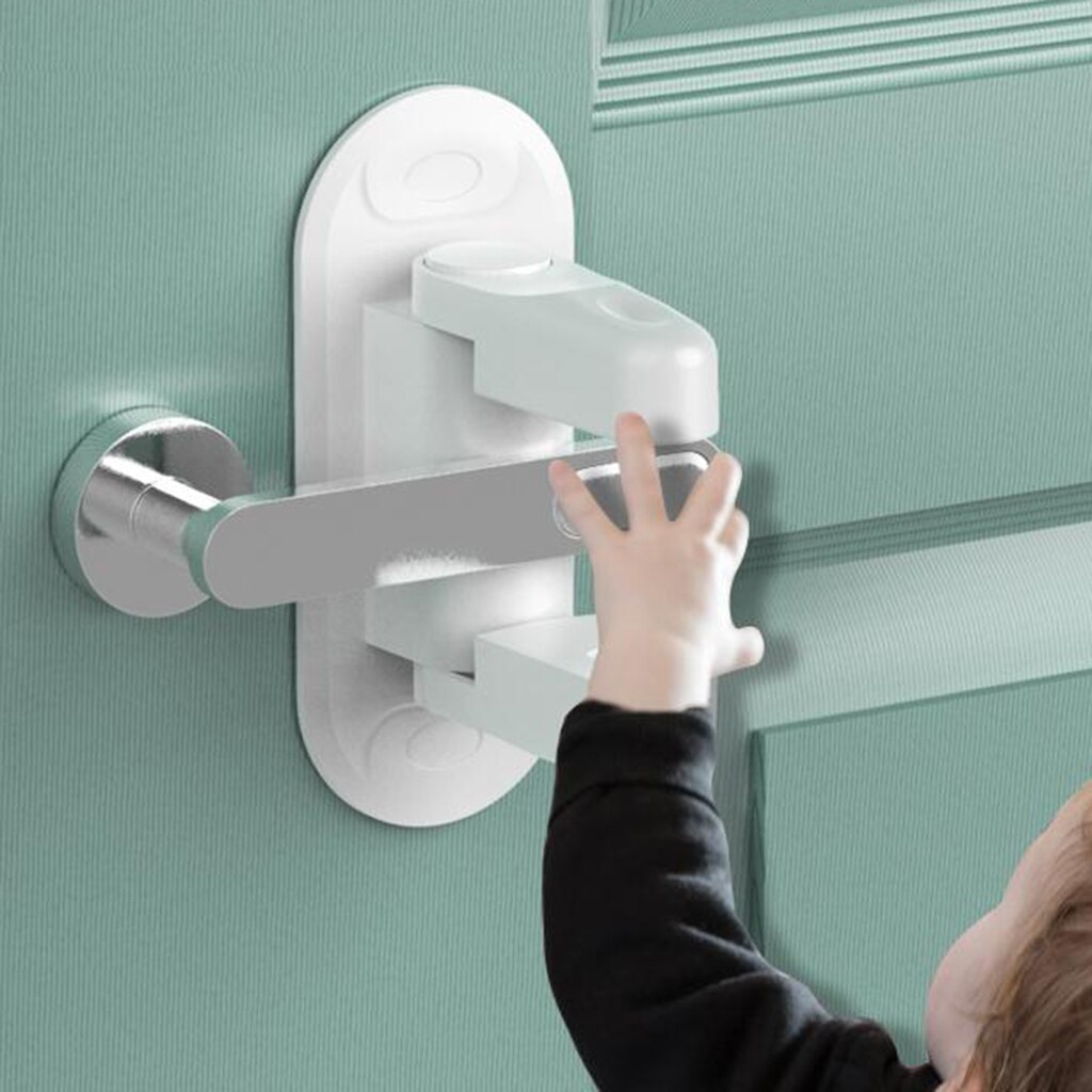 2pcs Baby Safety Locks Child Proof Door Lever Locks Safety Doors Adhesive Lever Handle