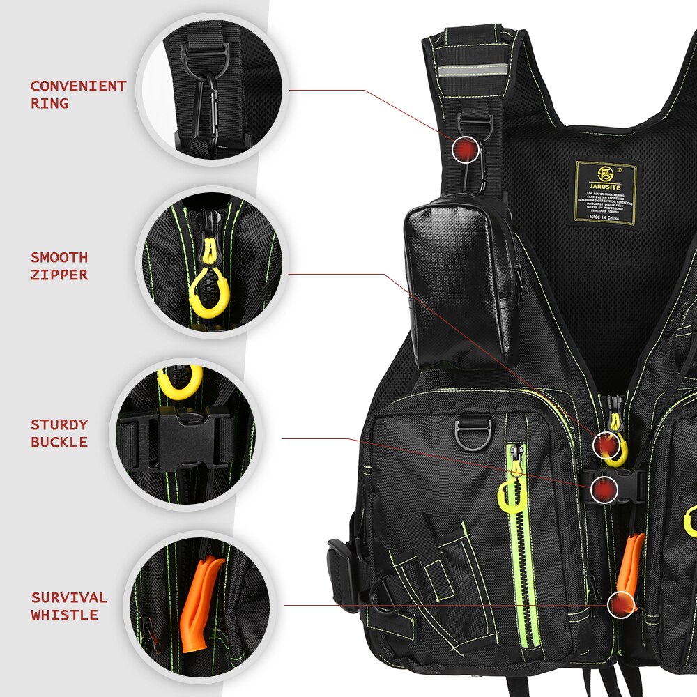 Fishing Life Jacket Outdoor Breathable Multiple Pockets Floatation Life Vest Adults Buoyancy Waistcoat Safety Jacket 낚시조끼