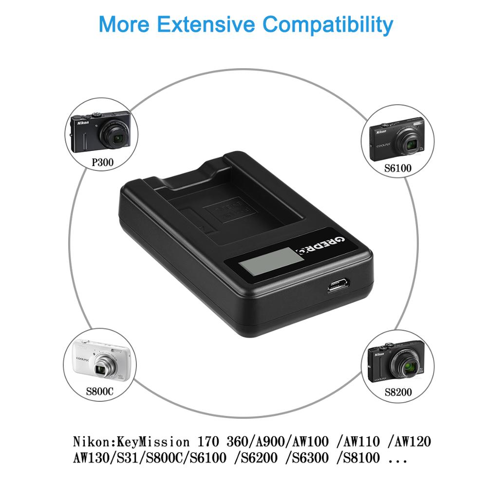 EN-EL12 ENEL12 EL12 batería + cargador USB con LCD para Nikon COOLPIX S630 S610 S640 S1000 S1200pj S31 S6000 S6100 AW120s P340