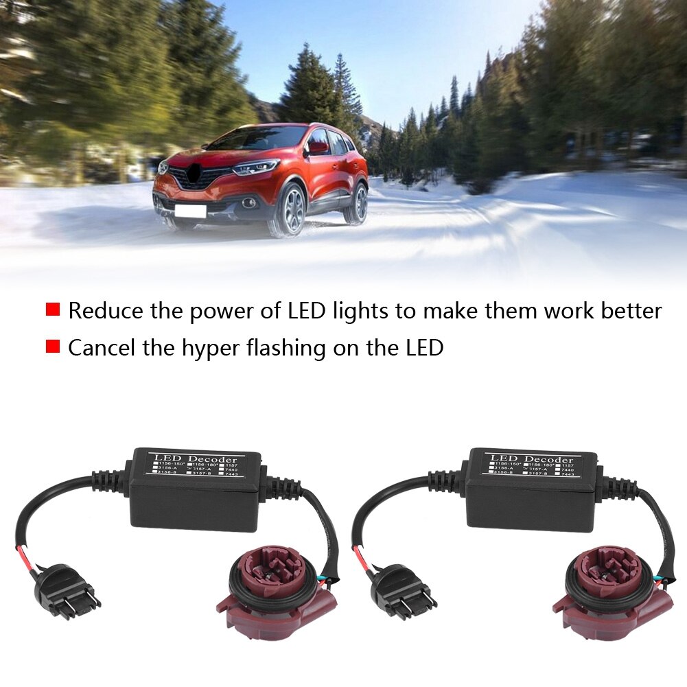 2PCS 3157 LED Bulb Power 8W Error Free Canceler Adapter Decoder Fog Turn Brake Signal Anti-Hyper Flashing Blinking