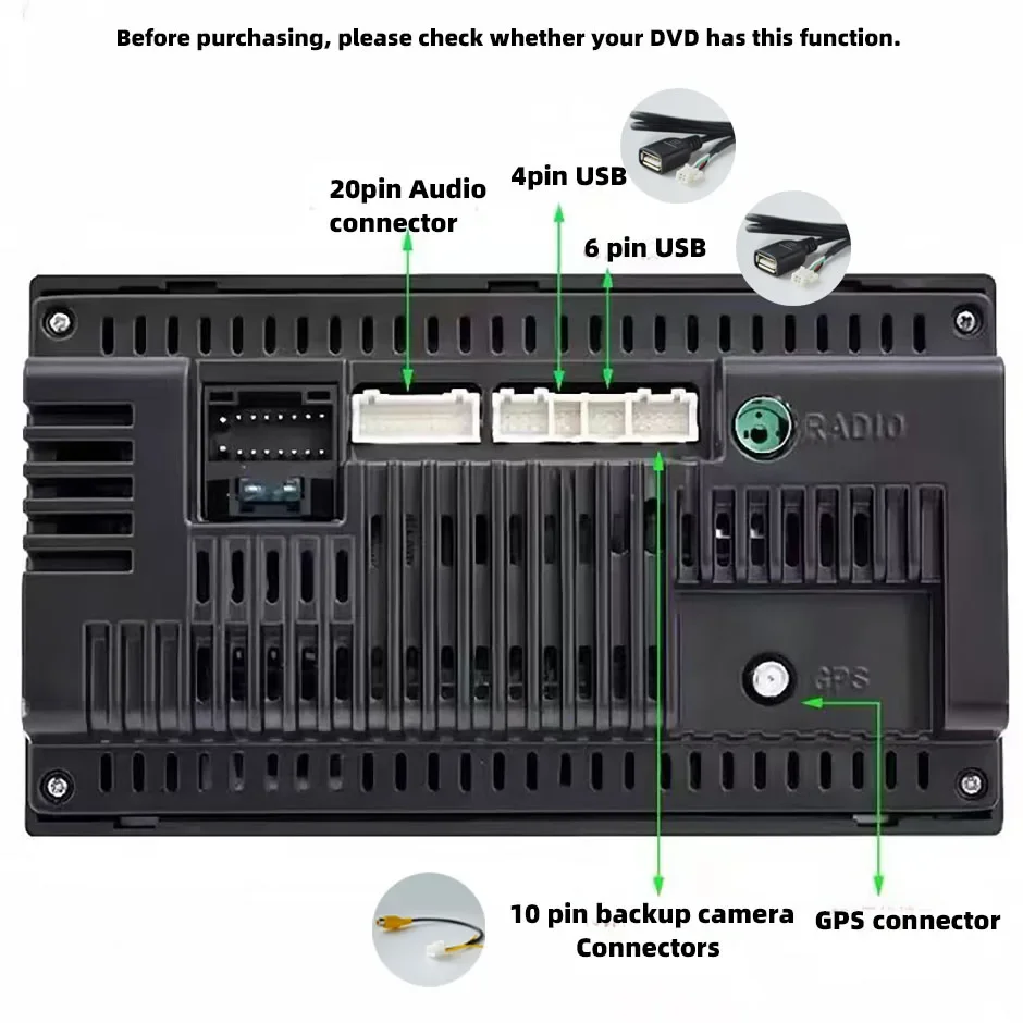 10-Pin RCA Video Cable or 4-pin/6-pin USB for Android Radio Accessories Backup Camera Adapter Wiring Connector Navigation