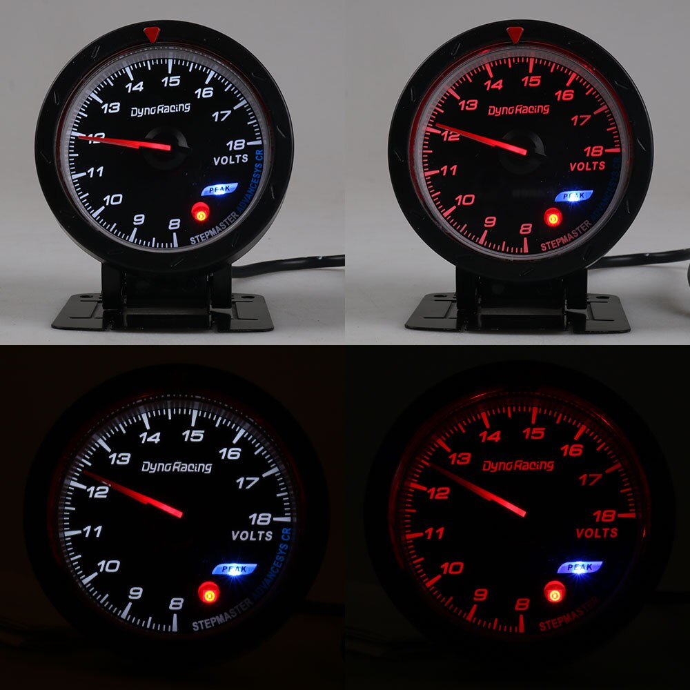 Dynoracing 60 MM Auto Voltmeter 8-18 V Spanning Gauge Rood & Wit Verlichting Volt Gauge Auto Meter Voor 12 V Auto BX101472