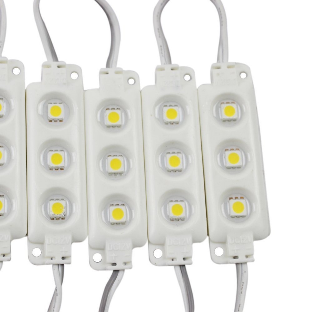100pcs IP67 5050 3 LED MODULE Waterproof Warm White cold White Injection Molding Light for DC 12V