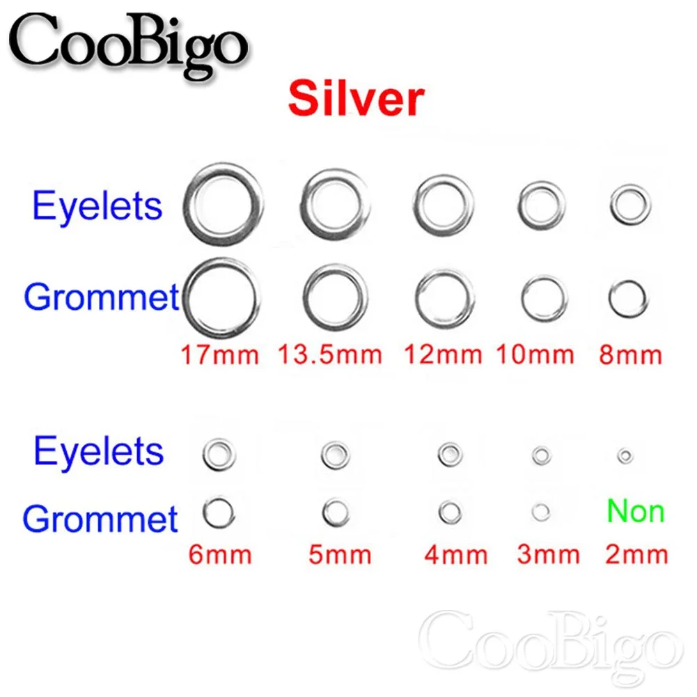 100 ensembles d'œillets ronds en cuir, œillets en métal pour chaussures, vêtements, sac, ceinture, bricolage, accessoires d'artisanat du cuir, couleur argent