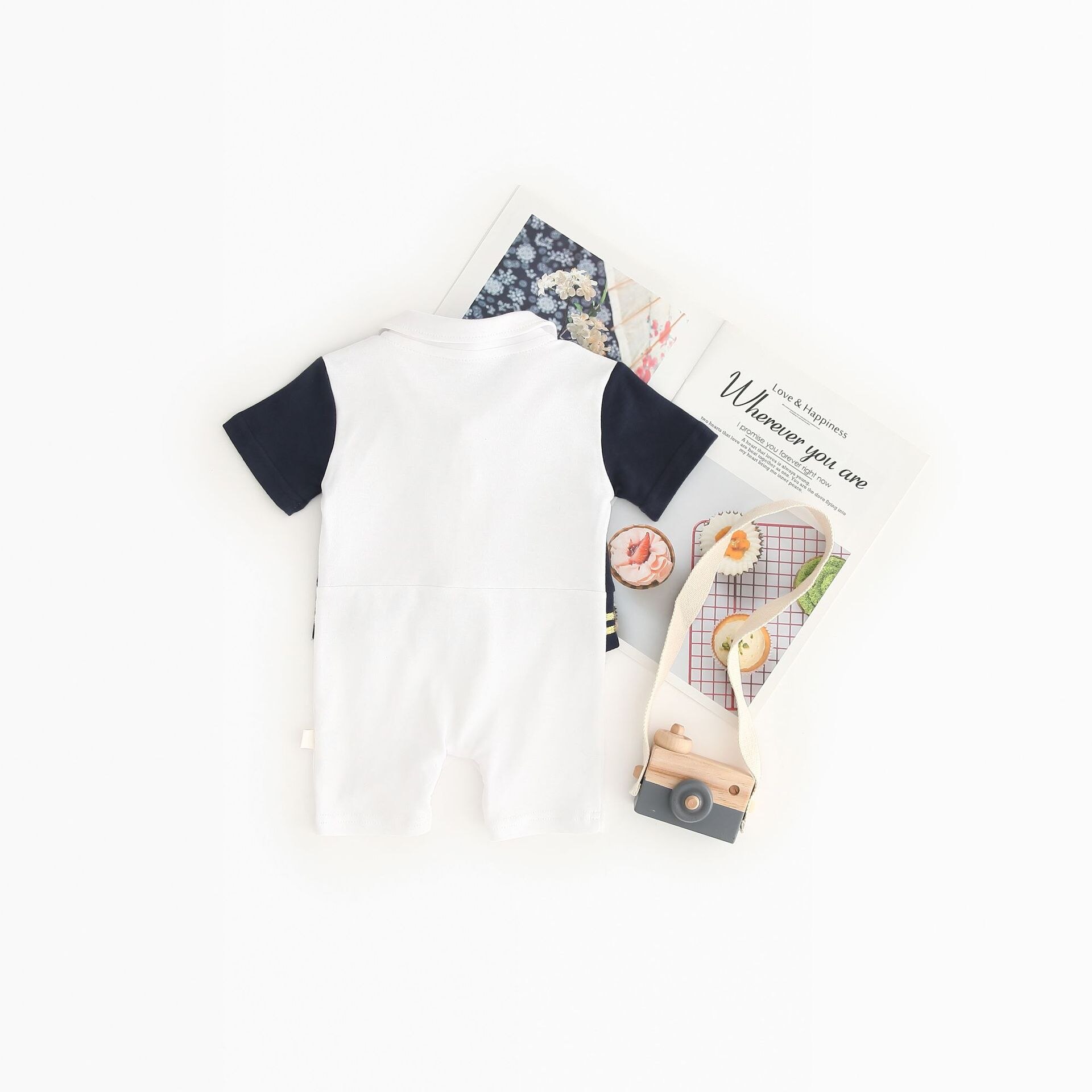 Unisex Newborn Baby Sailor Romper Infant Marine Navy Shortalls Short SleJeve Jumpsuit Boys' Halloween Captain Costume Outfits