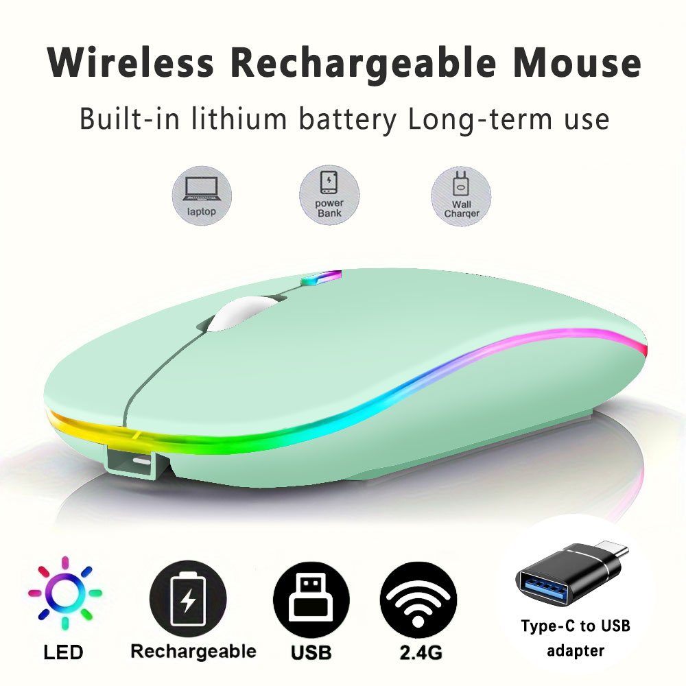 Wireless Mouse Rechargeable RGB Mice Wireless Computer Mouse LED Backlit Ergonomic Gaming Mouse For Laptop PC