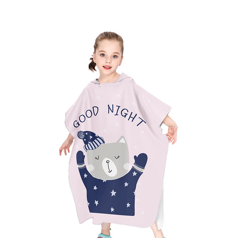 Kitten Kind Strand Veranderende Poncho Cartoon Meisjes Seaside Zonnebrandcrème Strand Gewaad Microfiber Snel Droog Hooded Handdoek Dieren Gedrukt: 22G