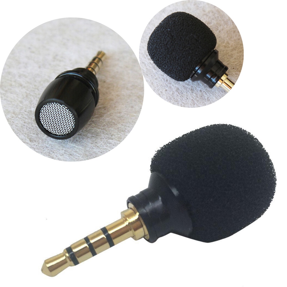 Portable Smartphone Mic Microphone For Mobile Phone Smartpads 3.5mm Mini Black Stereo Microphones For Singing Recording