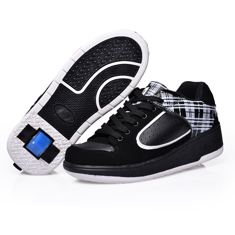 Barn flickor sneakers med hjulskor barn skateskor pojkar flickor automatiska jazziga blinkande klackskor sport zapatillas