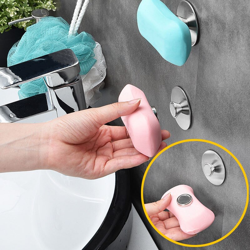 Magnetic Soap Dish Container Dispenser Wall Attachment Adhesion Soap Holder Kitchen Household Bathroom Magnet