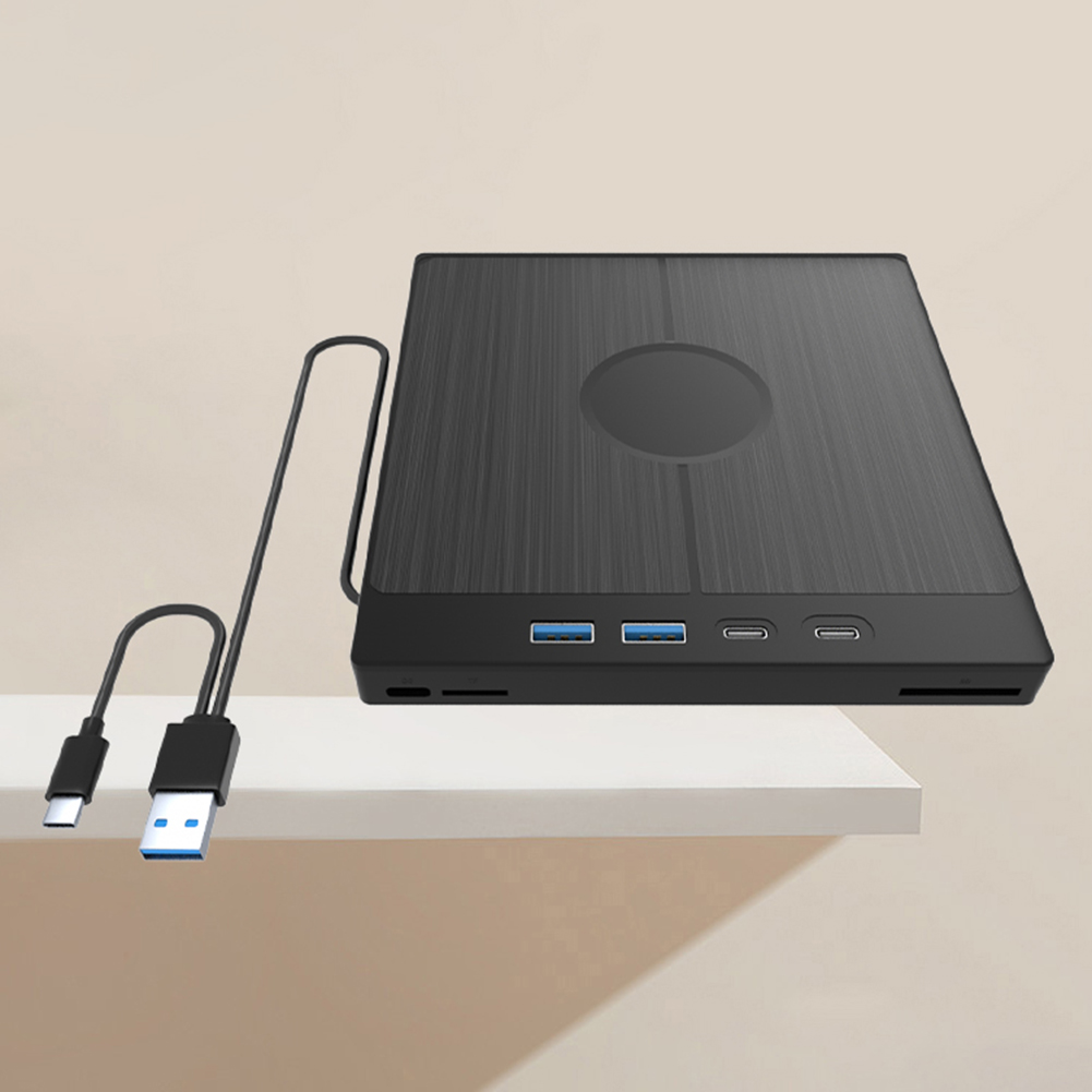 7 in 1 External CD/DVD Drive USB 3.0 DVD Player with 2 USB/Type-C Ports 1 TF/SD Card Slots CD/DVD Burner for Laptop