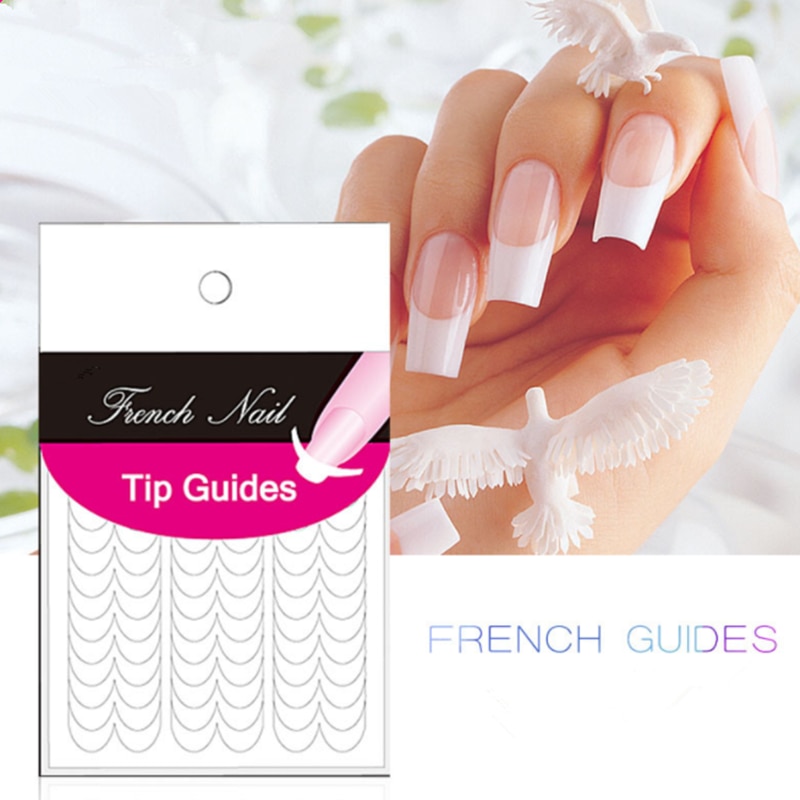 48 Stks/pak Wit Nail Decal French Manicure Strip Nail Art Form Fringe Gidsen Water Transfer Sticker Diy Line Tips Decals
