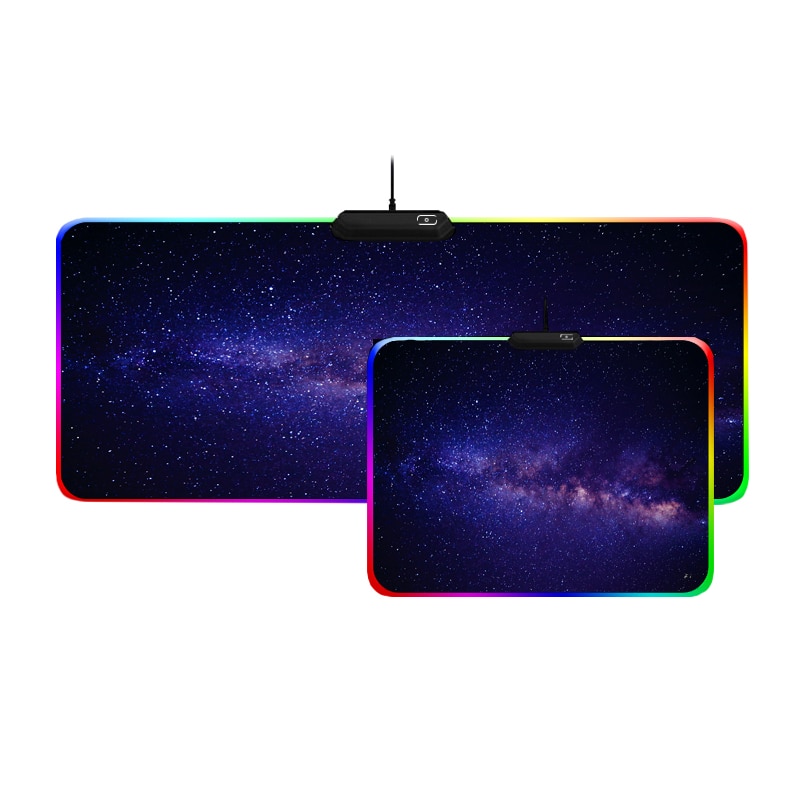 Mairuige grande taille rvb jeu tapis de souris Cool brillant LED couleur serrure caoutchouc univers galaxie USB clignotant ordinateur clavier tapis