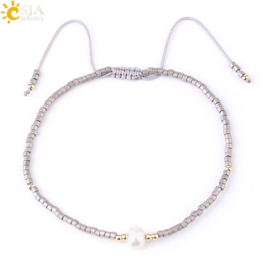 CSJA, Pulseras Miyuki de verano para Mujer, Pulseras para Mujer, , cuentas de perla Delica, joyería de mano, pulsera chapada en Color Metal S337: B