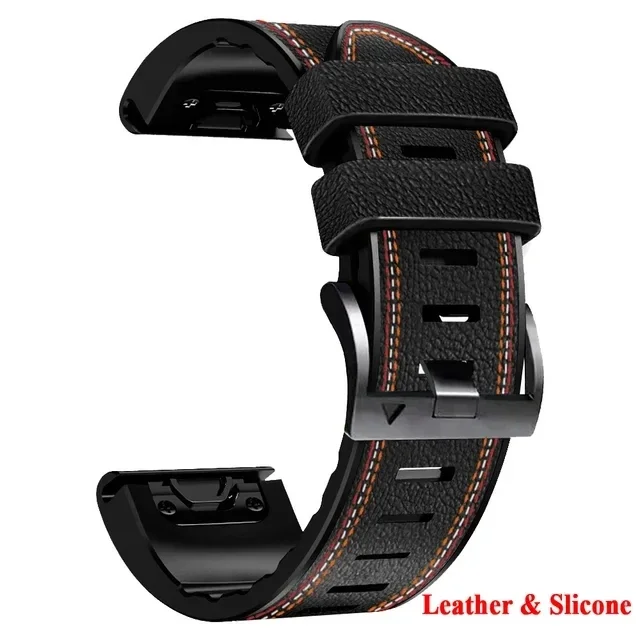 Bandjes Voor Garmin Marq Atleet Avonturier Golfer Captain Aviator Epix Gen 2 Quickfit 22 26Mm Siliconen Lederen Horlogeband Armband: Red black / 12mm