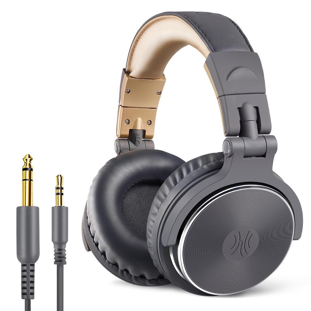 Oneodio Studio DJ Headphones With Microphone Over Ear Wired HiFi Monitoring Headset Foldable Gaming Earphone For PC: Pro-10Gray