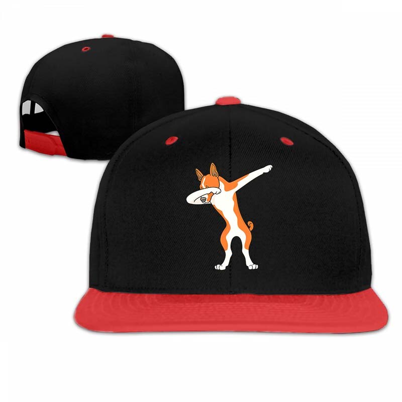 Funny Basenji Dabbing Baseball cap men women Trucker Hats adjustable cap: 5-Red