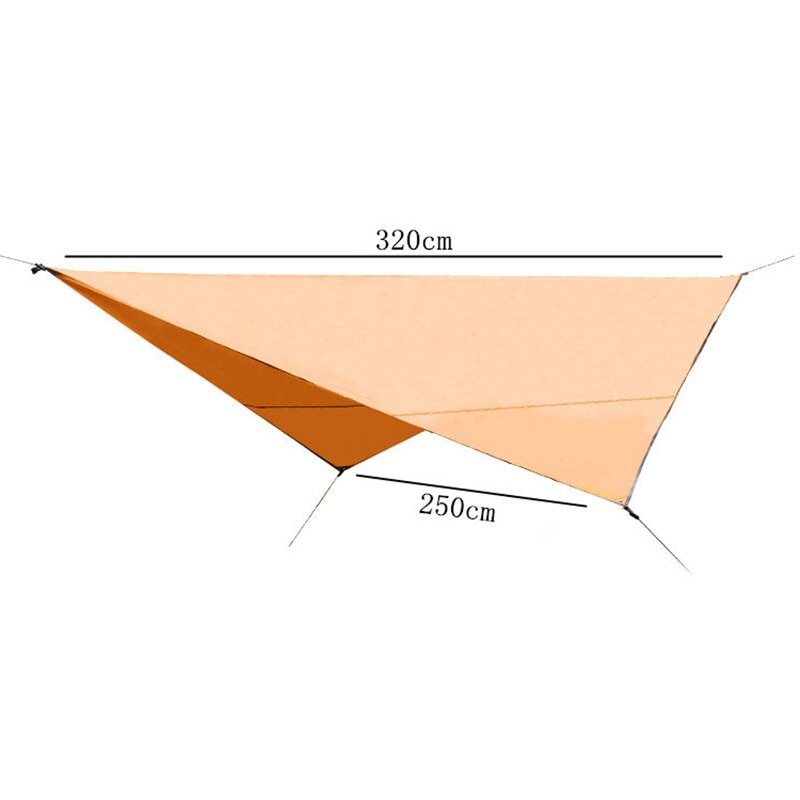 TOP320X250cm Waterproof Tarp Tent Shade Outdoor Camping Hammock UV Garden Awning Canopy Sunshade Ultralight Orange