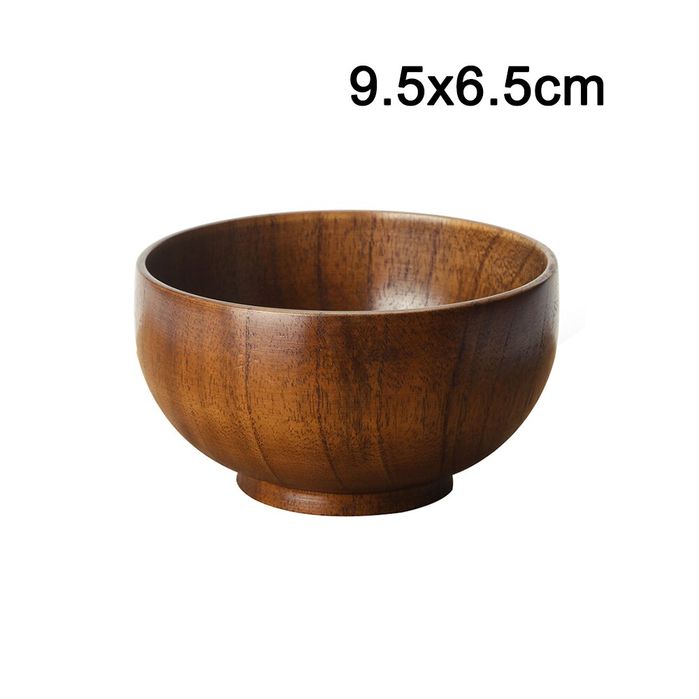 Cuenco de madera de estilo japonés para niños, Bol para arroz o sopa, ensalada, contenedor de alimentos, tazón grande y pequeño, vajilla, utensilios de madera, 1 ud.: 9.5x6.5cm