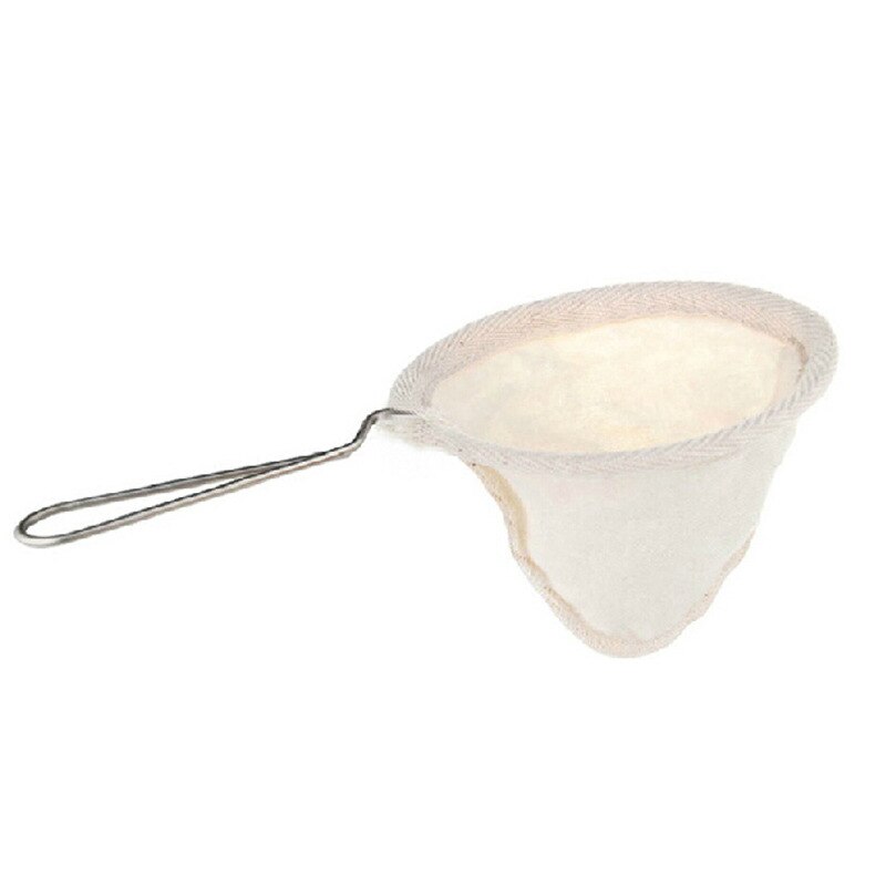 Colador de tela de franela con mango de acero inoxidable, bolsa de filtro de café, olla de caída, herramientas para cesto, reutilizable,