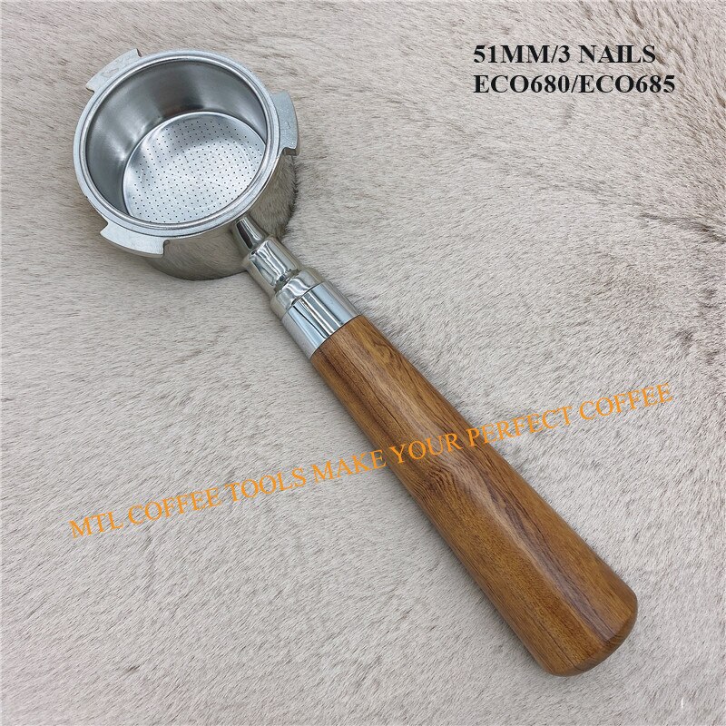 EC680/EC685 Bottomless Portafilter 51MM for Delonghi dedica machine Filter Replacement Filter Basket بورتافلتر ديلونجي Espresso: red handle  3 nails