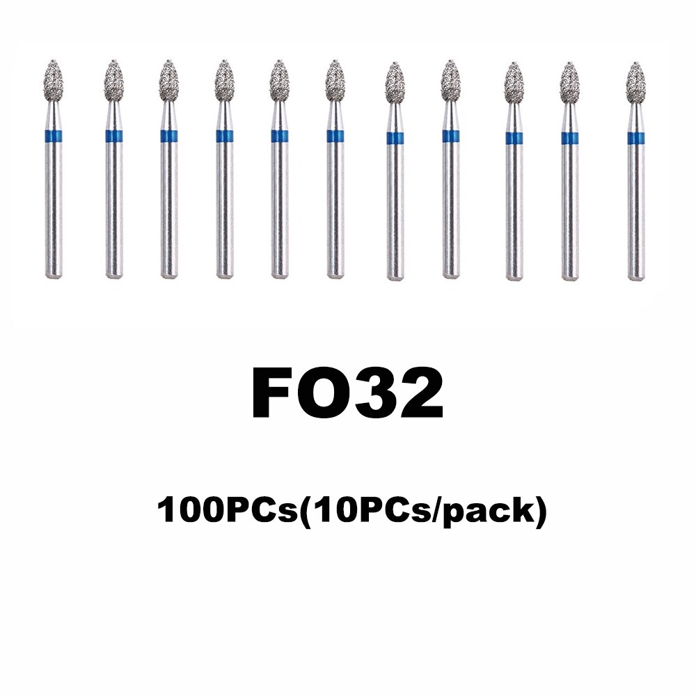 100PCs Dental Diamond Burs Drill Dentistry Burs Dia-burs for High Speed Handpiece Handle Diameter 1.6mm Dentist Tools BR31 FO32: 100PCs FO-32