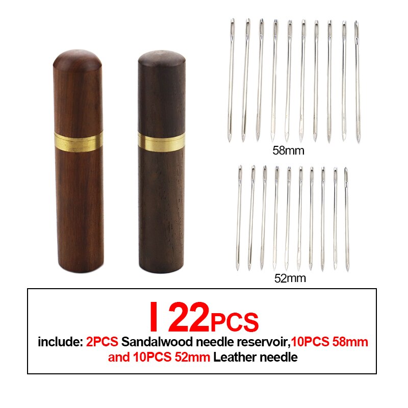 DIY leather sewing needle knitting flower needle household stainless steel hand sewing needle embroidery tool leather sewing set: I 22PCS