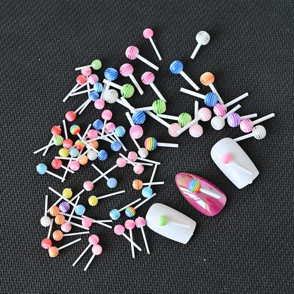 20/50 stk sød slikkepind nail art dekoration harpiks koreansk dejlig slik charms blandet farve sommer mini lolly bonbon manicure dele