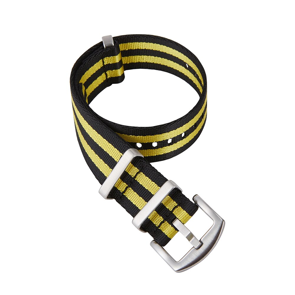 Heavy duty nylon nato horlogeband 20mm 22mm zulu band roestvrijstalen gesp heren vervangende armband horloge accessoires: Geel / 20mm