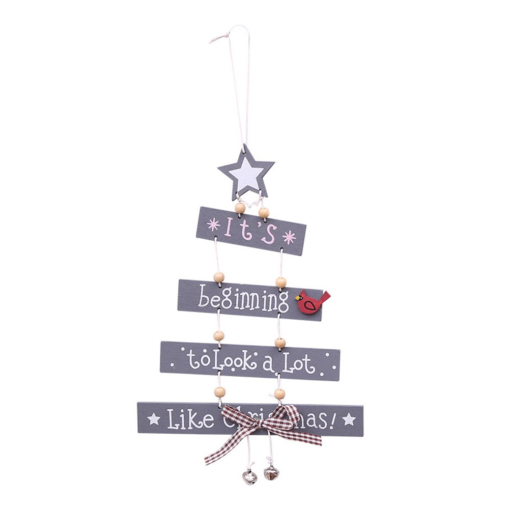 Natuurlijke kerst liefde eland ster hout knutsel kerstboom riem kerstversiering feest hangende kraal: 2