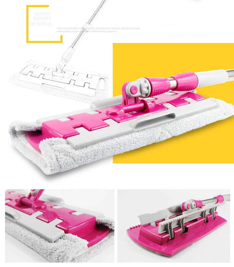Flat Mop Floor Telescopic Mop 360 Degree Handle Mop for Home Kitchen Tiles Cleaning Spin Mop Rotating Superfine Fiber Swabs