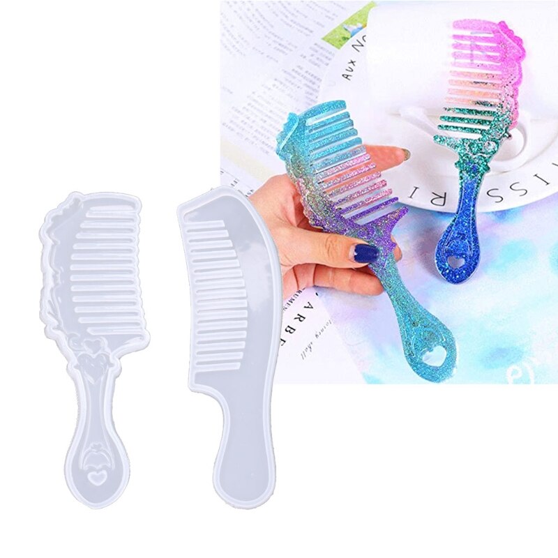 2 kształt grzebień 3D żywicy epoksydowej DIY formy dla biżuteria DIY zrobienie Wykonany ręcznie prezent 54DC