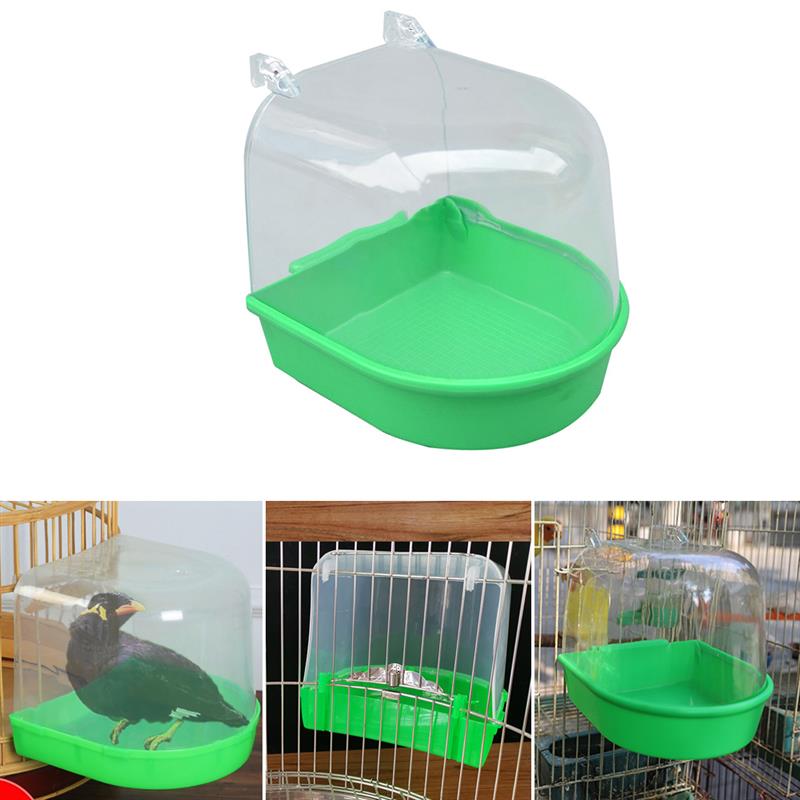 Caja de plástico para baño de aves, bañera, loro para periquito, pájaro amoroso, jaula para mascotas, cuenco colgante, periquito, baño de aves, 1 unidad