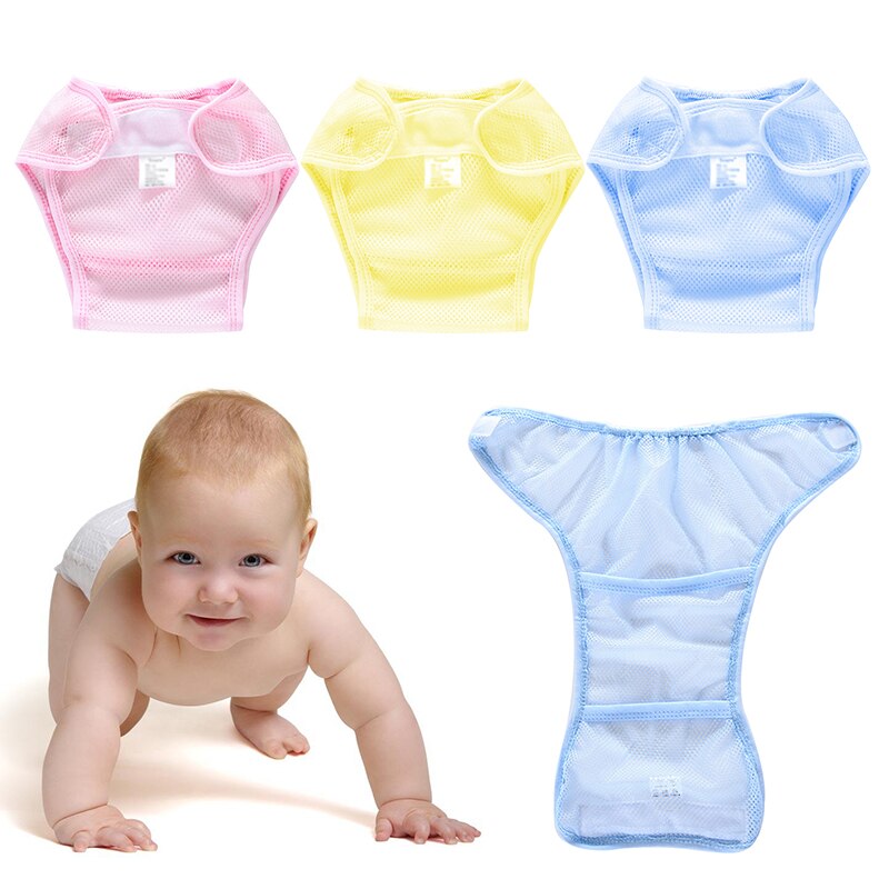 Pantalones pañales de bebé suaves cubiertas de pañales de bebé pañales de tela ajustables cubiertas de pantalones de rejilla de red transpirable para niños recién nacidos