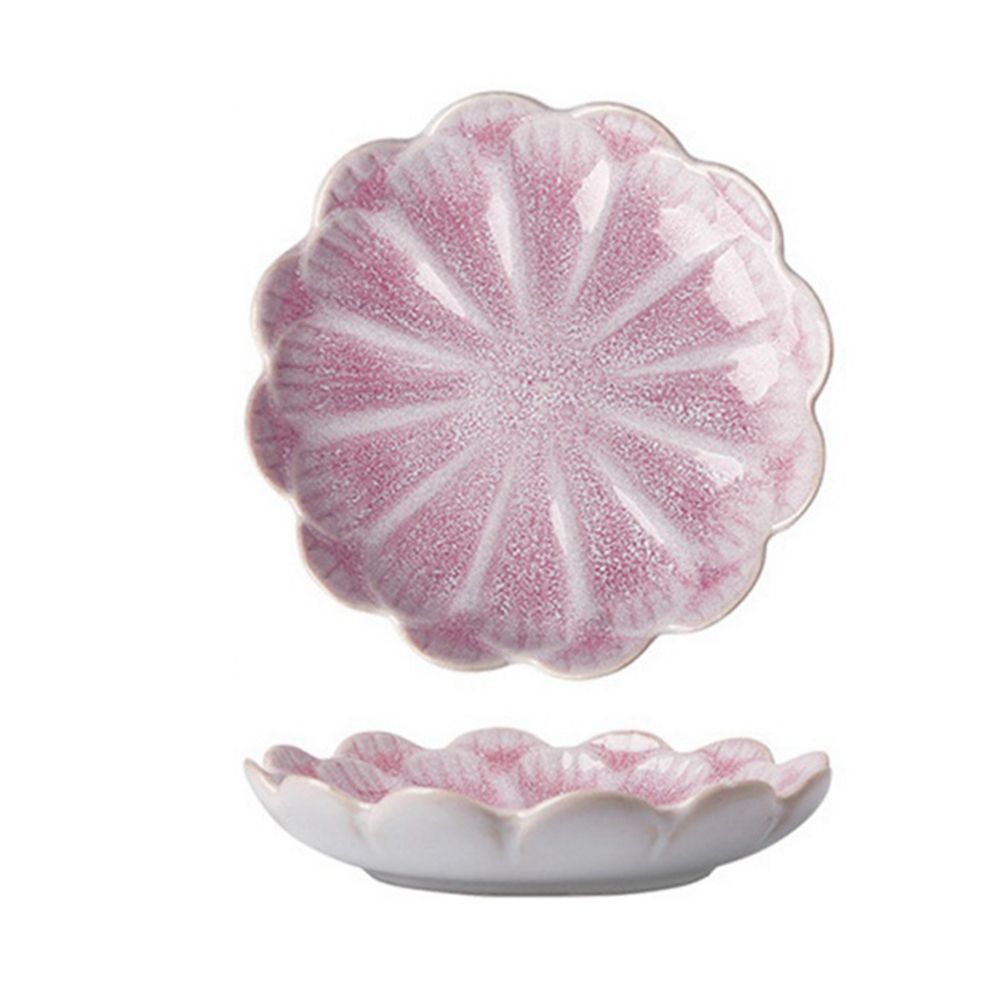 Plato pequeño de cerámica con forma de flor, plato de salsa de estilo europeo original para vinagre, sabor a soja, utensilios de cocina: 7