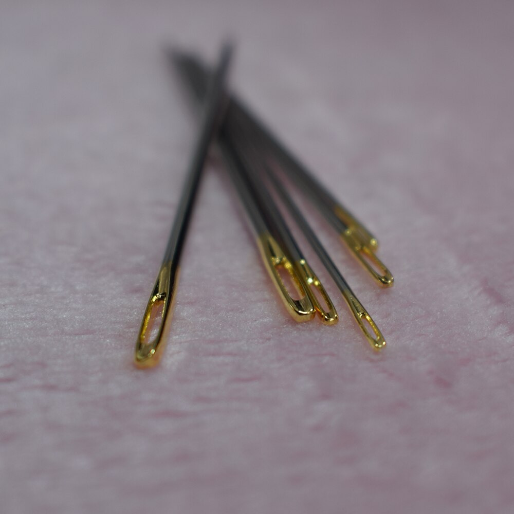 6PCS/1Packs Hand Sewing Needles Gold Eye Handy Large Eye Needle Leather Sewing Gold Needle