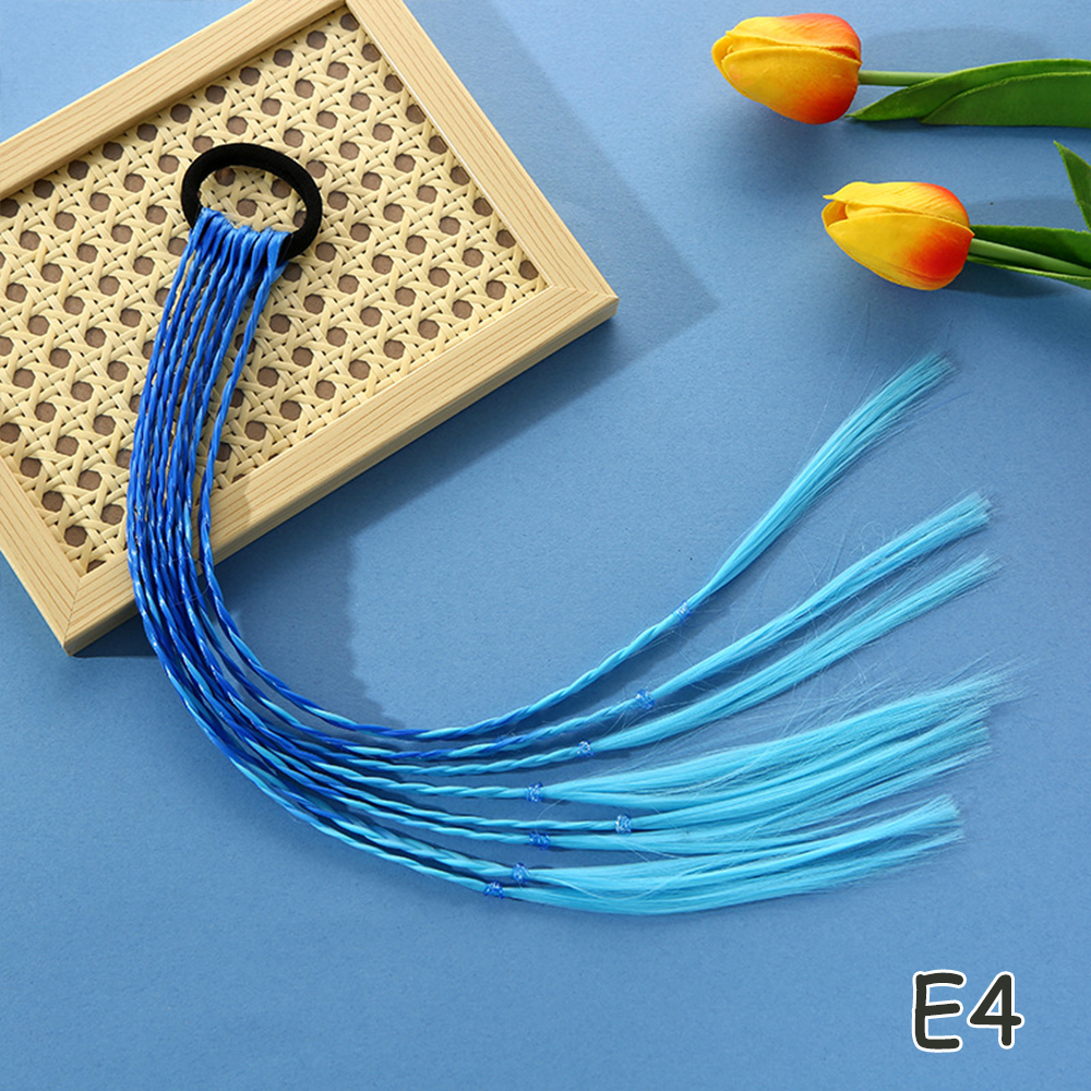 Extensiones de cabello con trenzas coloridas sintéticas con bandas de goma, coleta trenzada de arcoíris, accesorios para el cabello para niñas