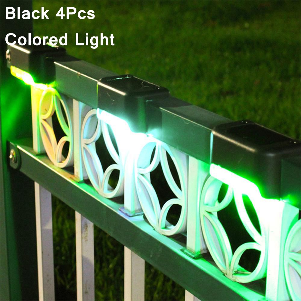 4pcs Path Stair LED Solar Lights IP65 Waterproof Outdoor Garden Yard Fence Wall Lawn Landscape Lamp Staircase Night Light: Black 4 Color Light