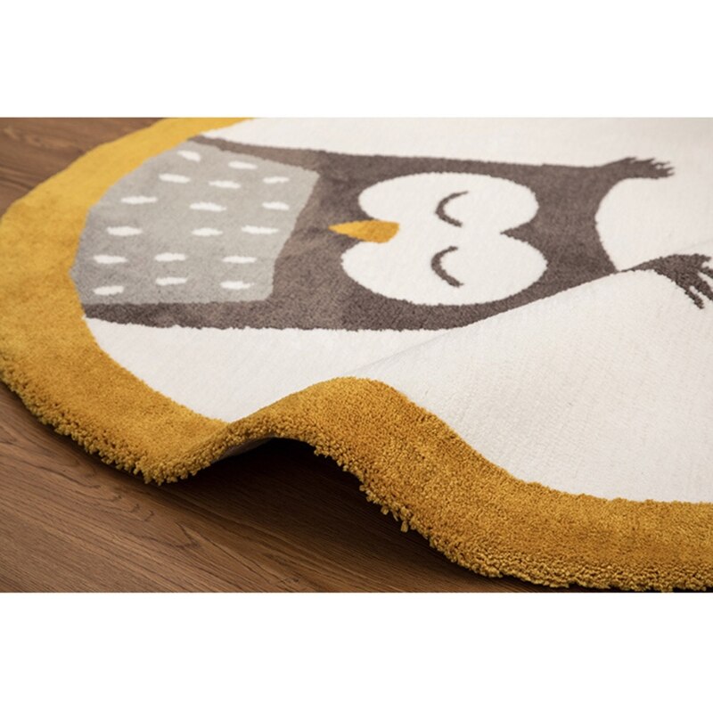 Tapis de jeu bébé ramper tapis enfants chambre tapis de sol rond dessin animé hibou imprimé tapis de jeu tapis de jeu enfants chambre pépinière décoration